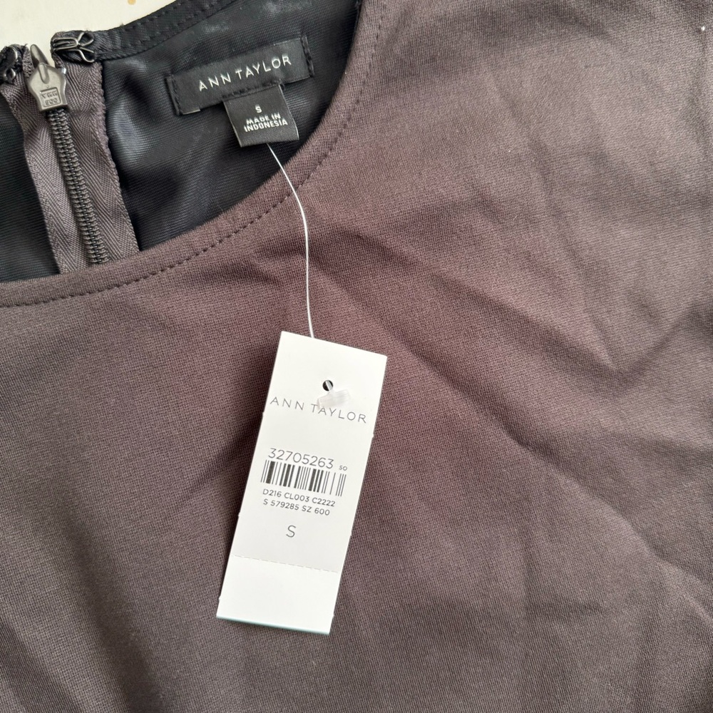 Ann Taylor faux leather belted flare midi dress - Picture 5 of 10